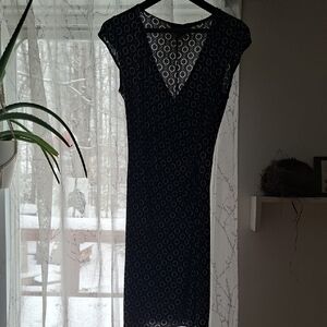 Frank Lyman Design Black Circle Pattern Midi Dress